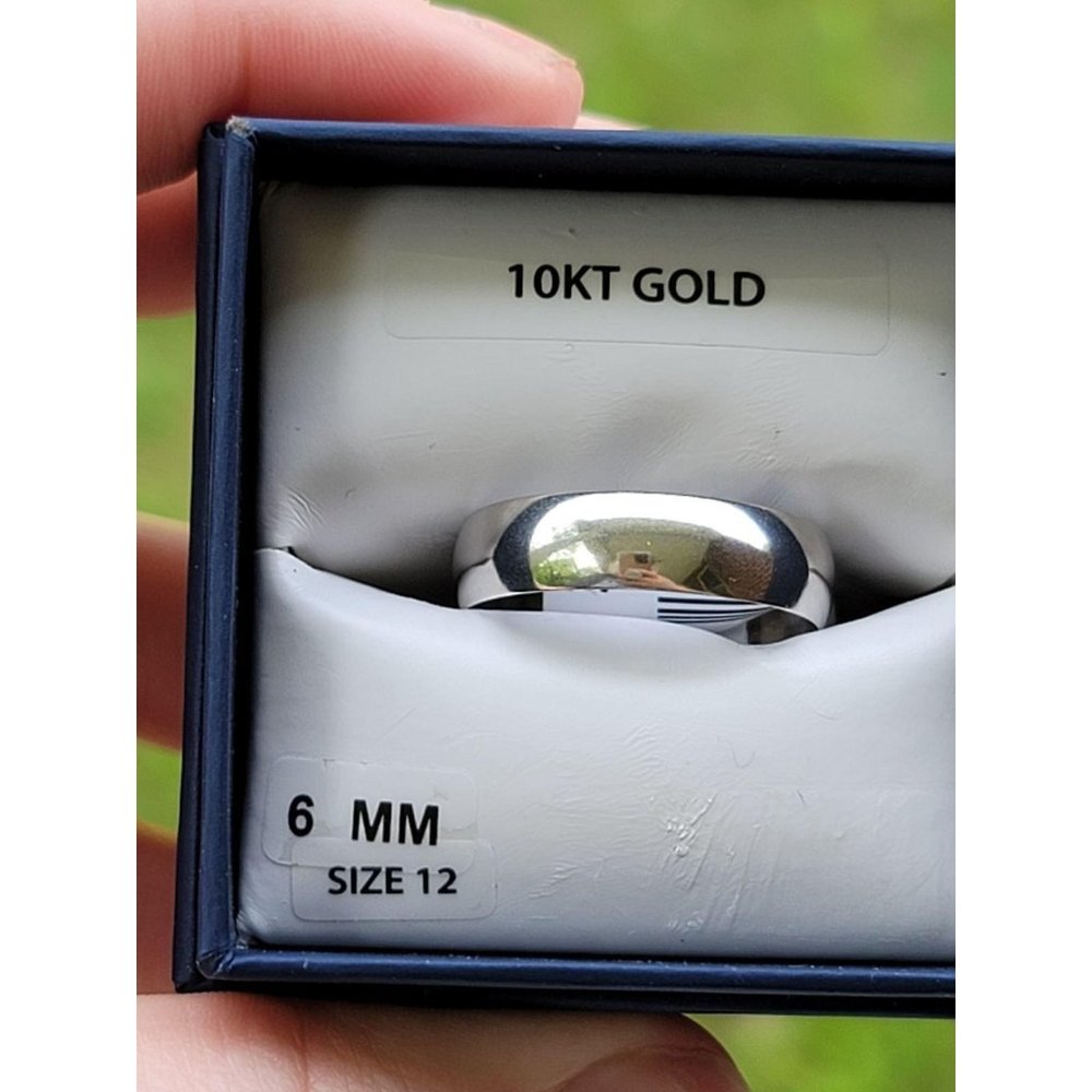 Solid 10K White Gold Band